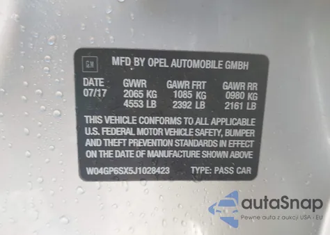 2018 Buick Regal Sportback Essence from USA, damaged, VIN W04GP6SX5J1028423